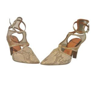 Rebecca Minkoff Beige Snakeskin Strappy Heels Pumps